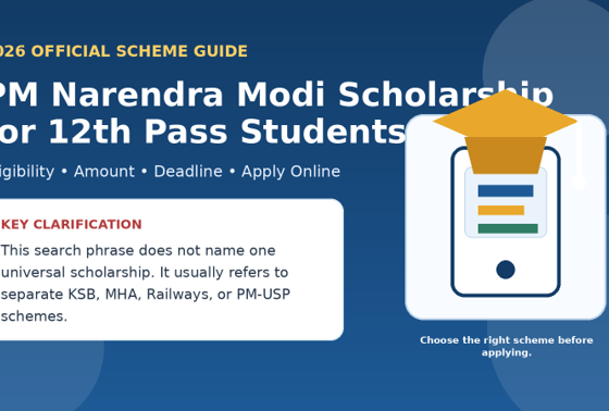 pm narendra modi scholarship for 12th pass students apply online